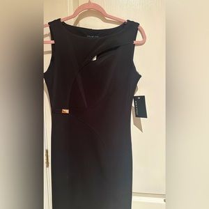 Black work wear dress with gold details NWT